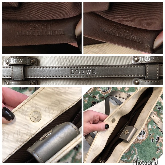 Loewe AUTHENTIC 2007 Anagram White Metallic Silver PVC Shopping Tote Bag - Picture 16 of 16